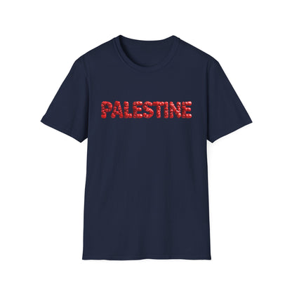 Palestine - Bubbly Red Hearts Typography T-Shirt