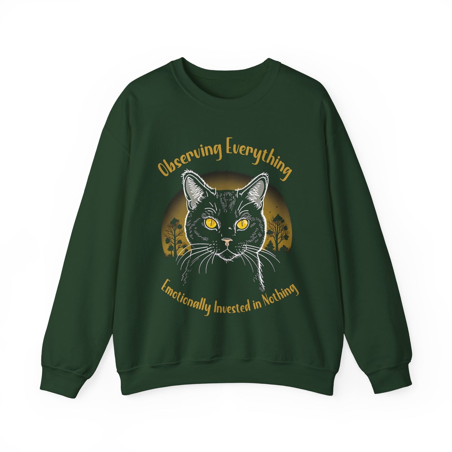Observing Everything, Emotionally Invested in Nothing - Playful Cat Staring Sweatshirt