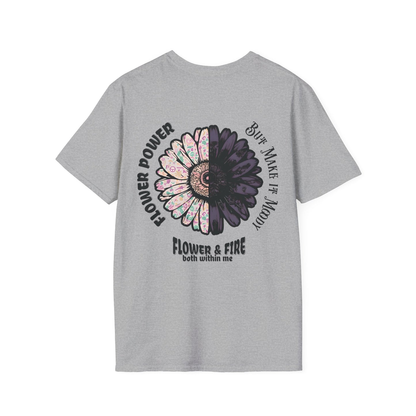 Flower Power but Make it Moody T-Shirt - Symmetrical Flower of Contrasting Designs