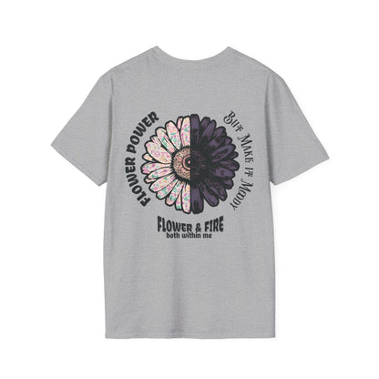 Flower Power but Make it Moody T-Shirt - Symmetrical Flower of Contrasting Designs