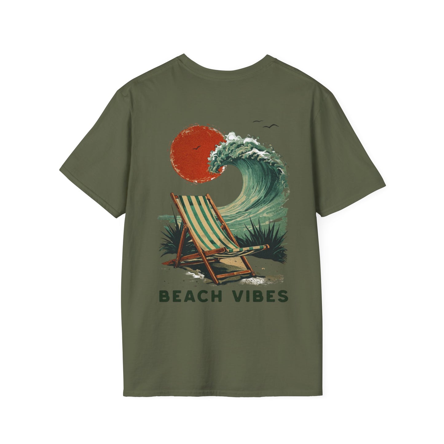 Beach Vibes -  Vintage Beach Landscape Front And Back Design T-Shirt