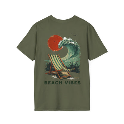 Beach Vibes -  Vintage Beach Landscape Front And Back Design T-Shirt