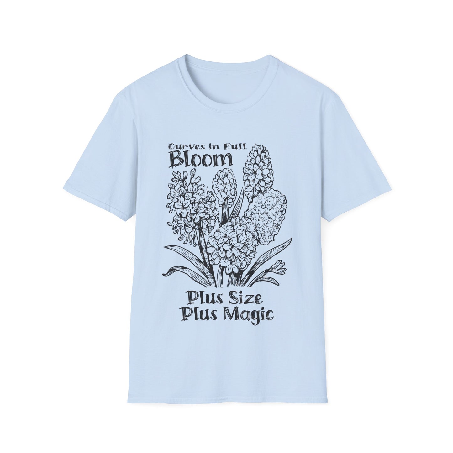 Curves in Full Bloom - Monochrome Floral T-Shirt