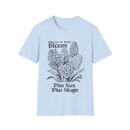 Curves in Full Bloom - Monochrome Floral T-Shirt