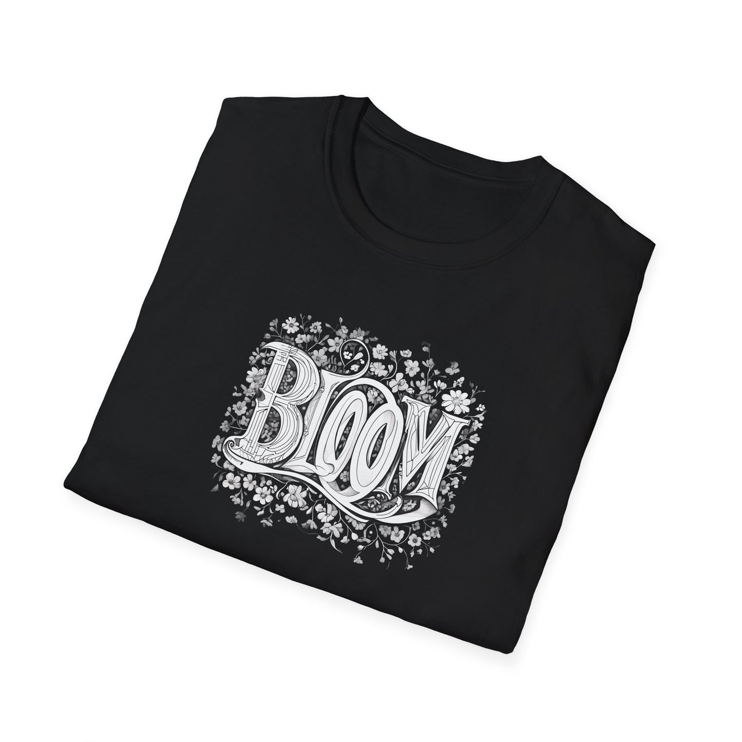 Vintage Bloom T-Shirt - Typography Monochrome Design