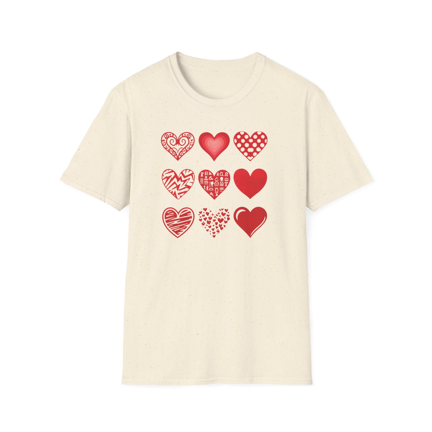 Grid of Different Red Heart Patterns T-Shirt