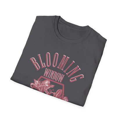 Blooming Window - Monochrome Pink Floral T-Shirt