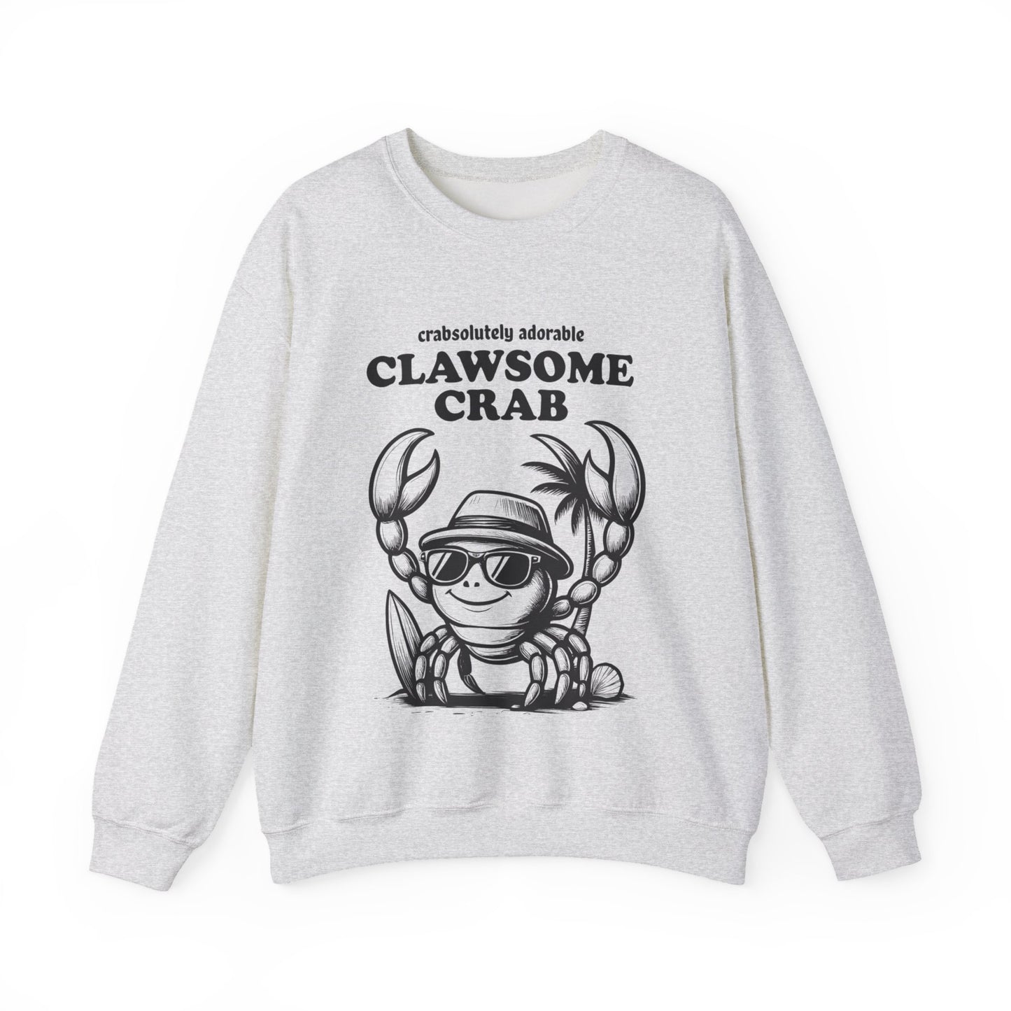 Crabsolutely Adorable Clawsome Crab - Playful Cartoon Crab With Sunglasses And Palm Tree  Sweatshirt