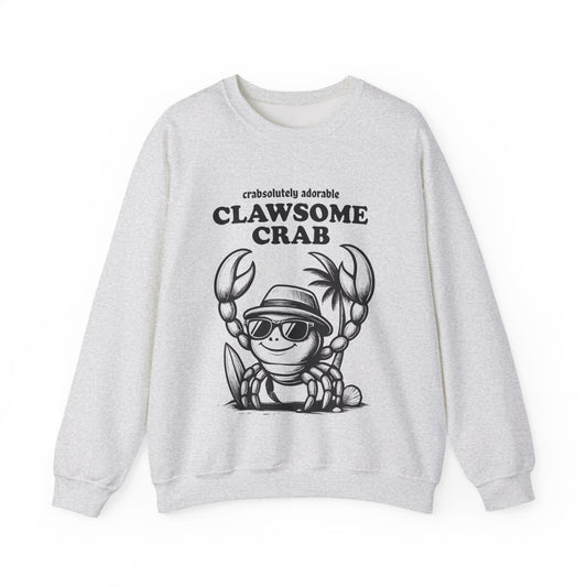 Crabsolutely Adorable Clawsome Crab - Playful Cartoon Crab With Sunglasses And Palm Tree  Sweatshirt