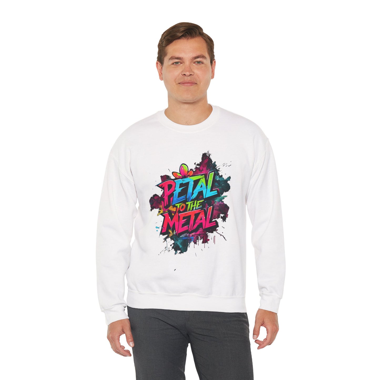 Petal To The Metal – Playful Vibrant Graffiti Typography Sweatshirt