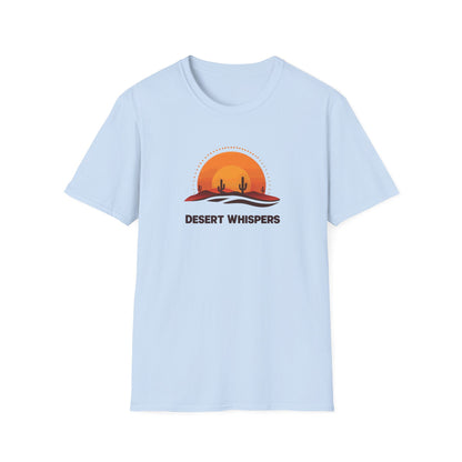 Desert Whispers T-Shirt – Nature Scene with Sunset, Cactus, and Sand Design