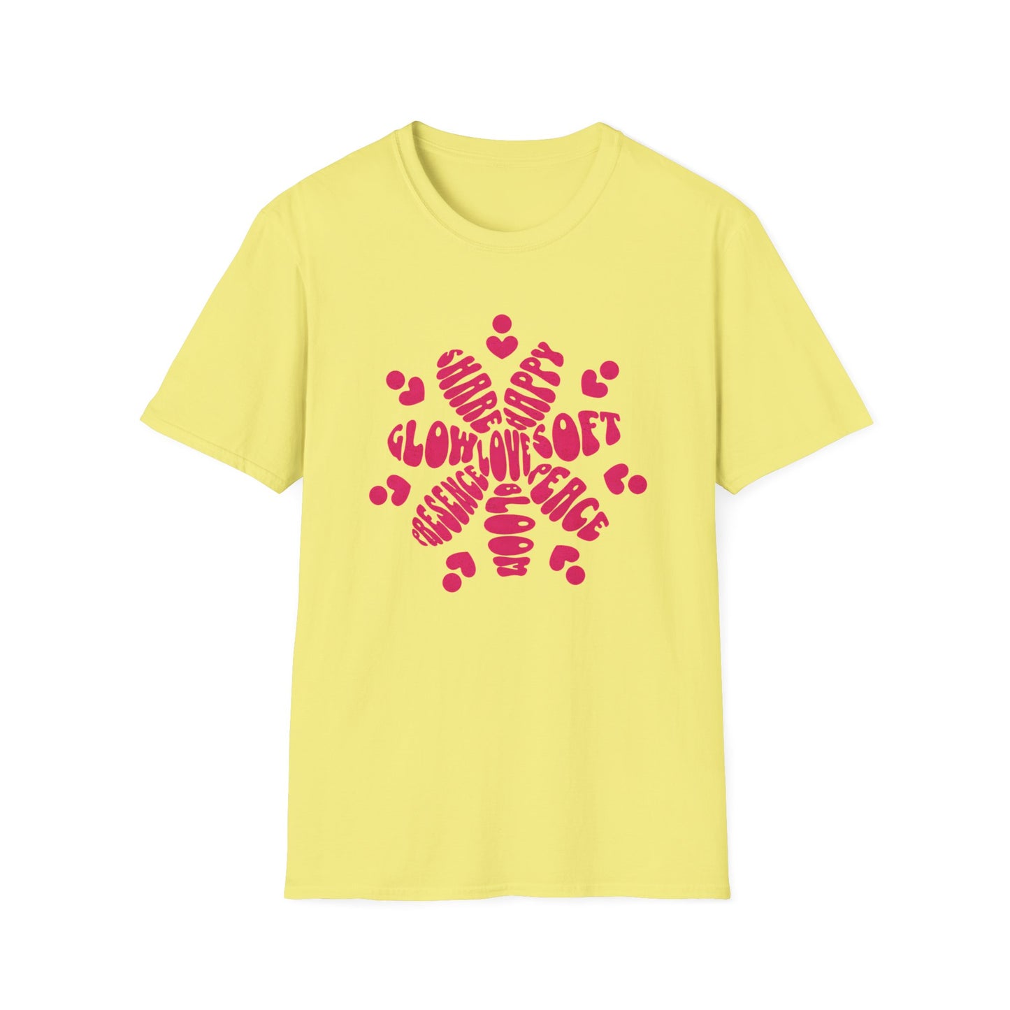Love is T-Shirt - Vibrant Pink Flower Shape Typography  Design