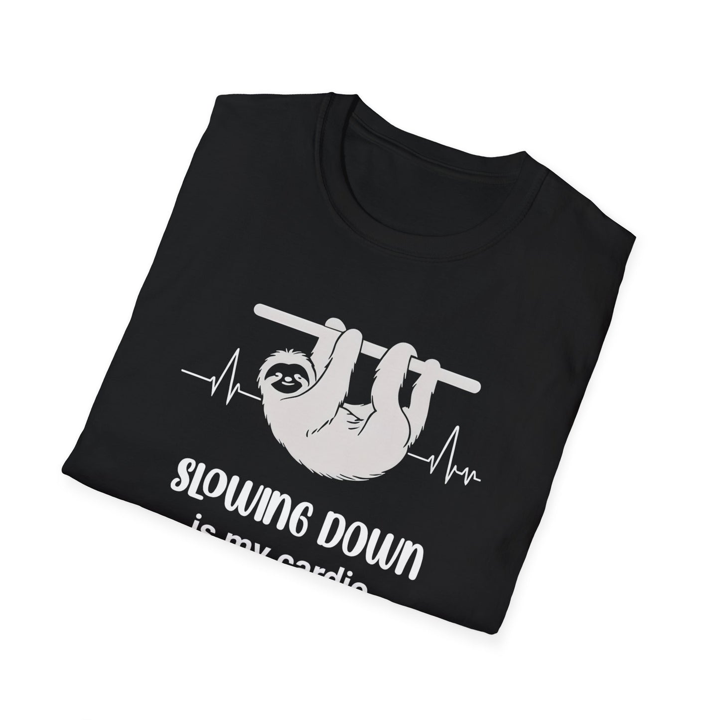 Slowing Down Is My Cardio - Sloth Silhouette With Heartbeat T-Shirt