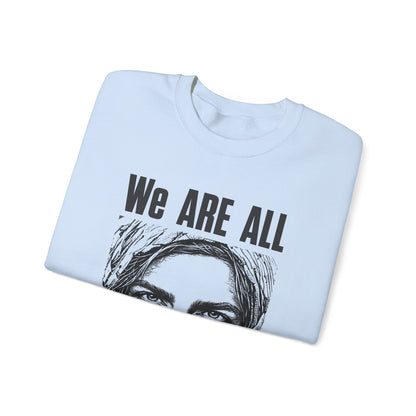 We are all Palestinians Graphic Sweatshirt mans face