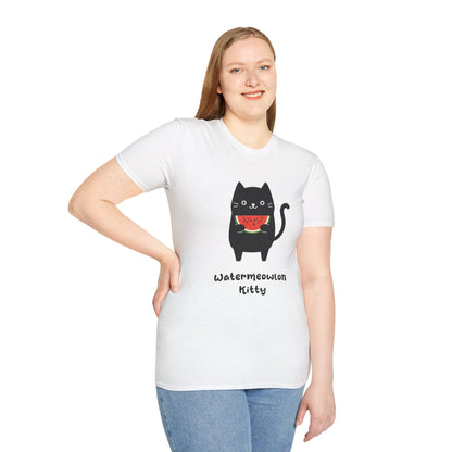 Watermeowlon Kitty T-Shirt - Cat Silhouette with Colorful Watermelon slice Design
