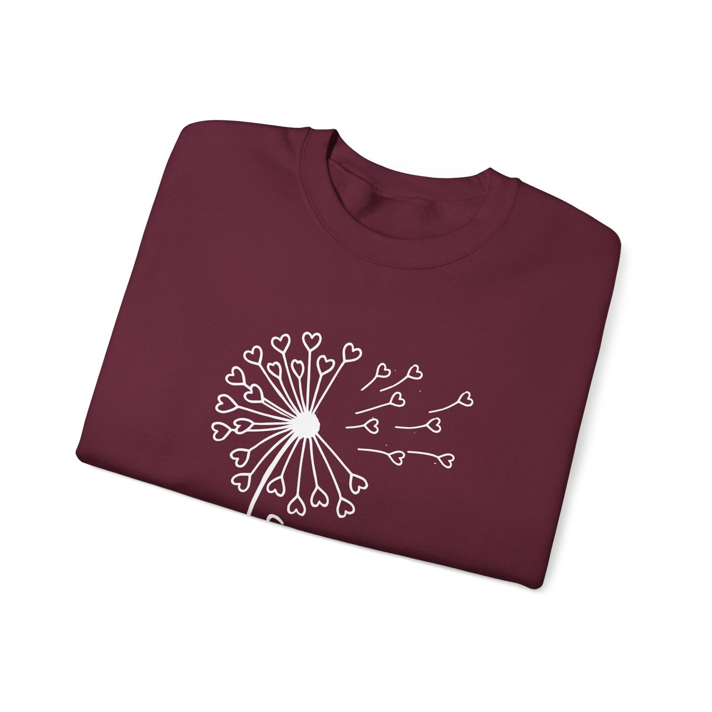 So (Sow) much love - Playful Minimalistic Dandelion with Heart Shapes Sweatshirt