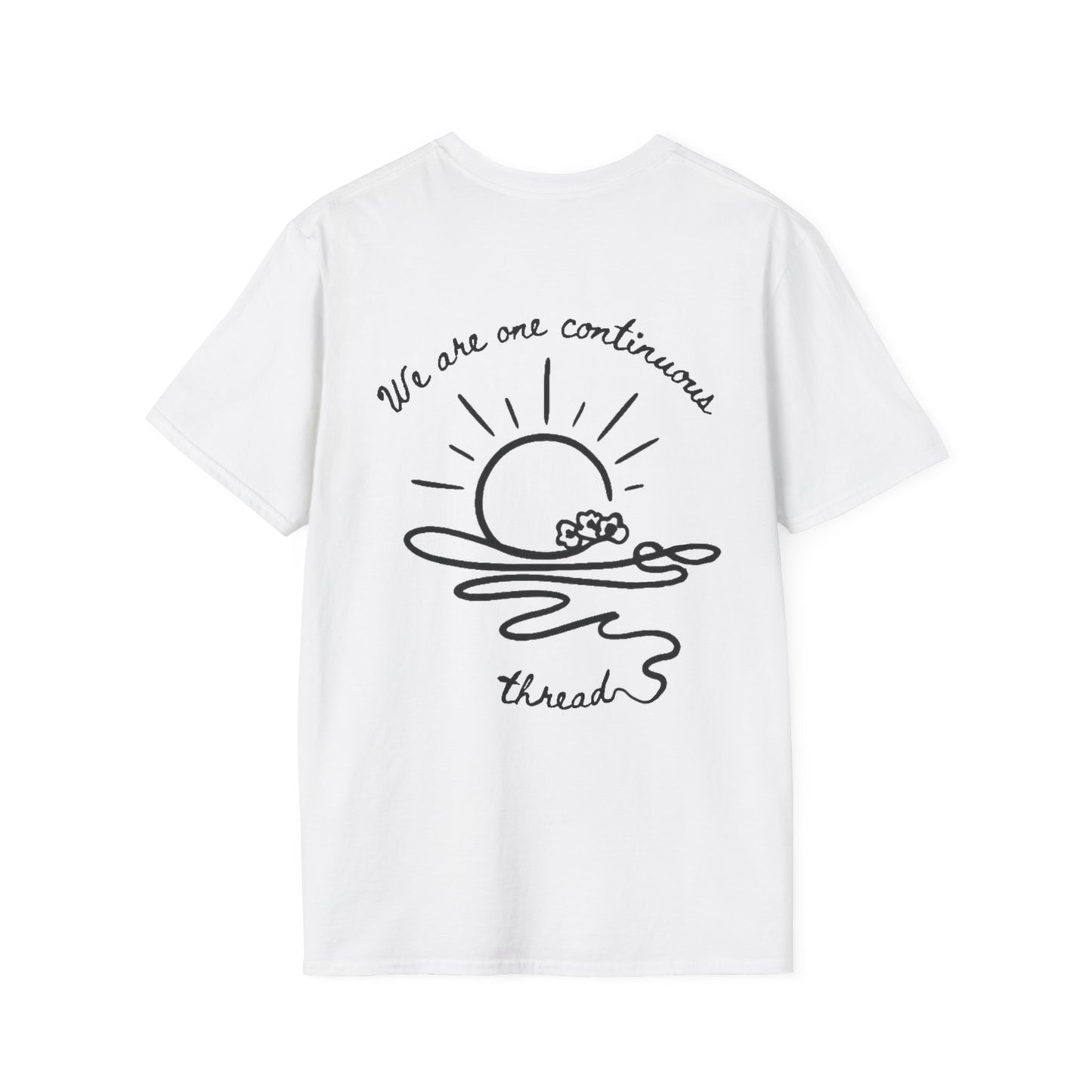We are one continuous thread T-Shirt -  Minimalistic One-Line Sun, Water, Flowers Design