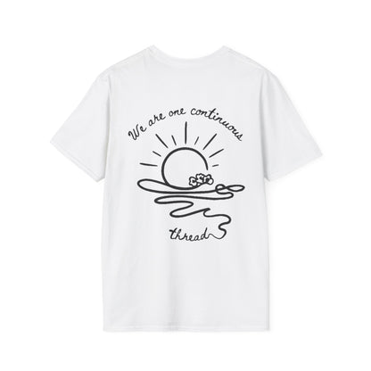 We are one continuous thread T-Shirt -  Minimalistic One-Line Sun, Water, Flowers Design