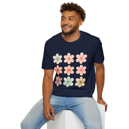 Soft Pastel Flowers Grid T-Shirt