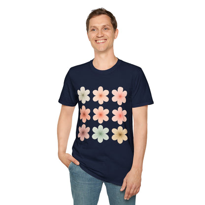 Soft Pastel Flowers Grid T-Shirt