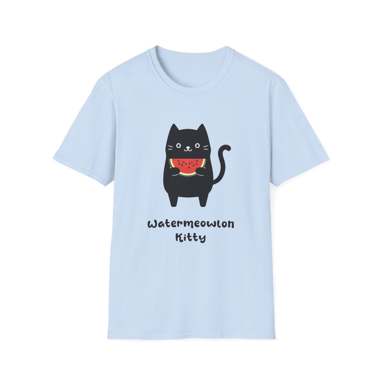 Watermeowlon Kitty T-Shirt - Cat Silhouette with Colorful Watermelon slice Design