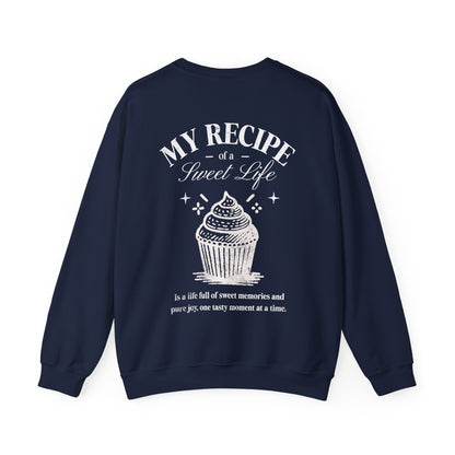My Recipe of A Sweet Life - Monochrome Cupcake Front and Back Design Sweatshirt