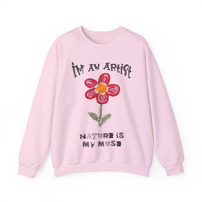I'm An Artist Nature Is My Muse – Playful Crayon Floral Sweatshirt