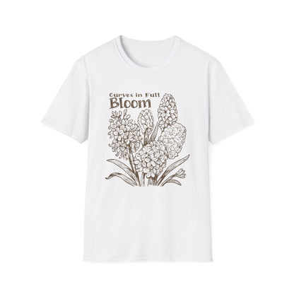 Curves in Full Bloom - Monochrome Golden Floral T-Shirt