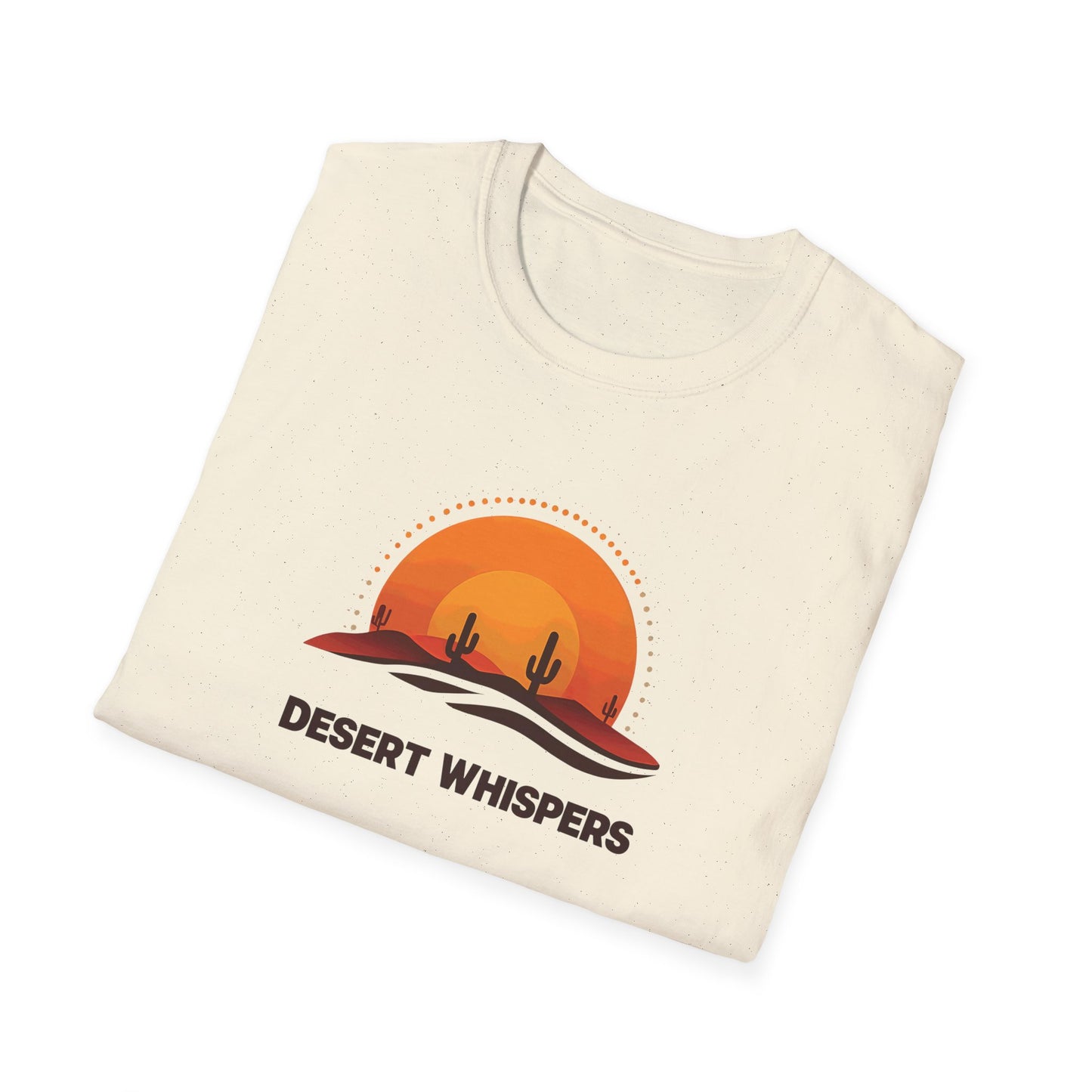 Desert Whispers T-Shirt – Nature Scene with Sunset, Cactus, and Sand Design