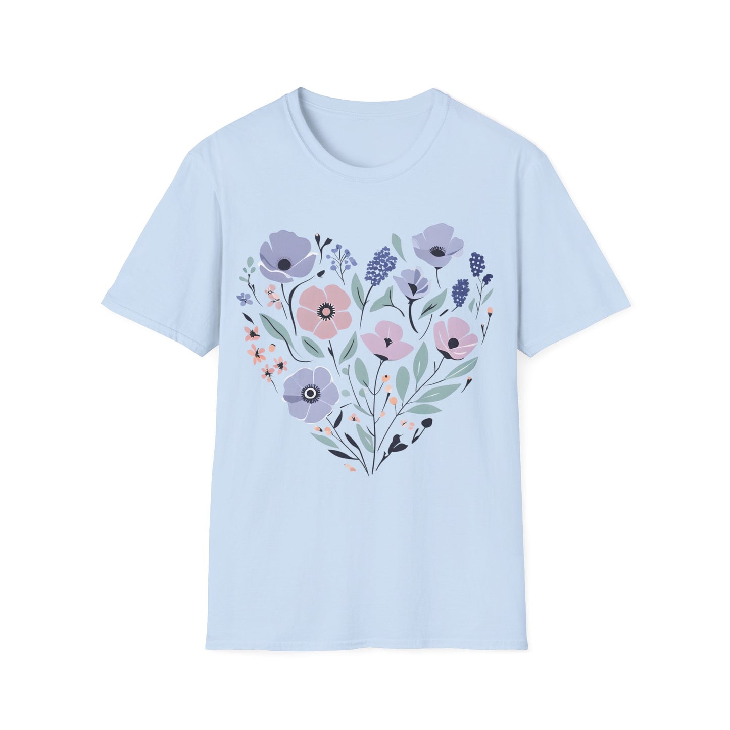Heart Shaped Floral Arrangement T-Shirt -  Pastel Tones Design