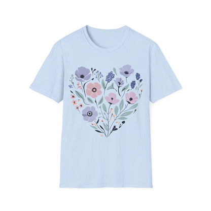 Heart Shaped Floral Arrangement T-Shirt -  Pastel Tones Design