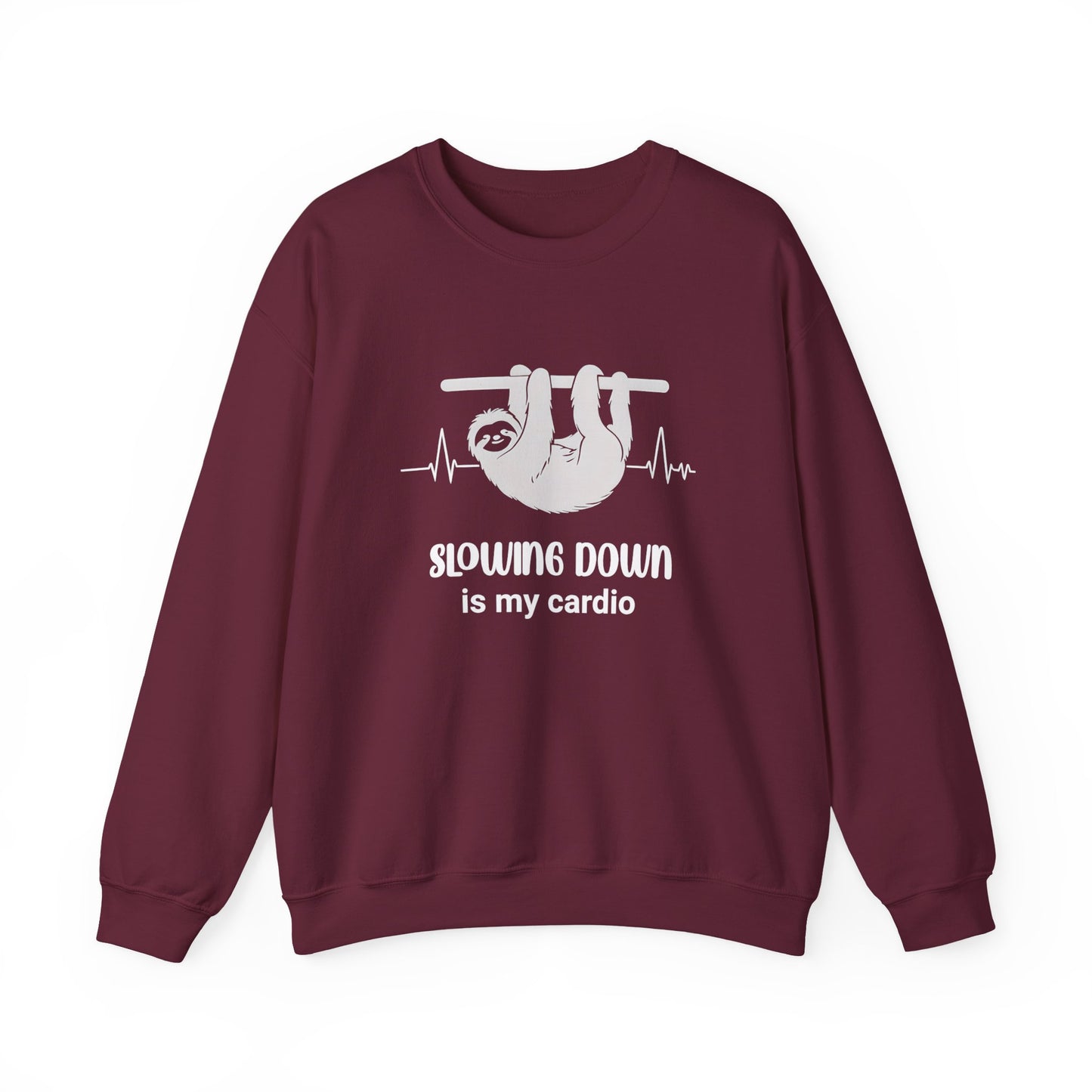 Slowing Down Is My Cardio - Sloth Silhouette With Heartbeat Playful Sweatshirt
