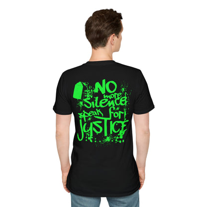 No More Silence, Speak for Justice - Graffiti Typography Activism Front and Back design T-Shirt