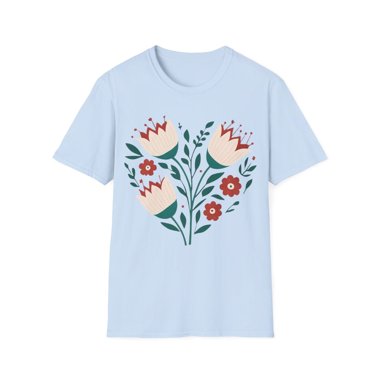 Heart Boho Flowers Minimalistic T-Shirt Design