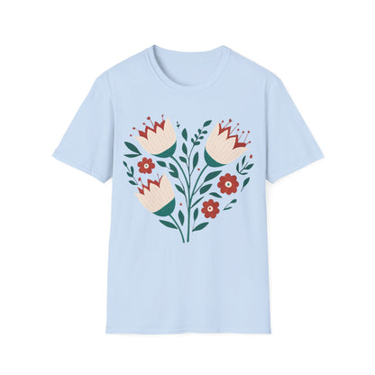 Heart Boho Flowers Minimalistic T-Shirt Design