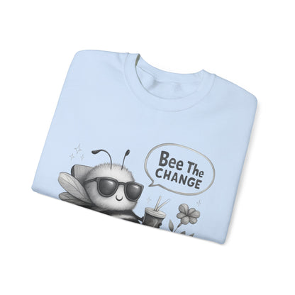 Bee The Change - Playful Cartoon Bee With Sunglasses Relaxing With A Drink Sweatshirt