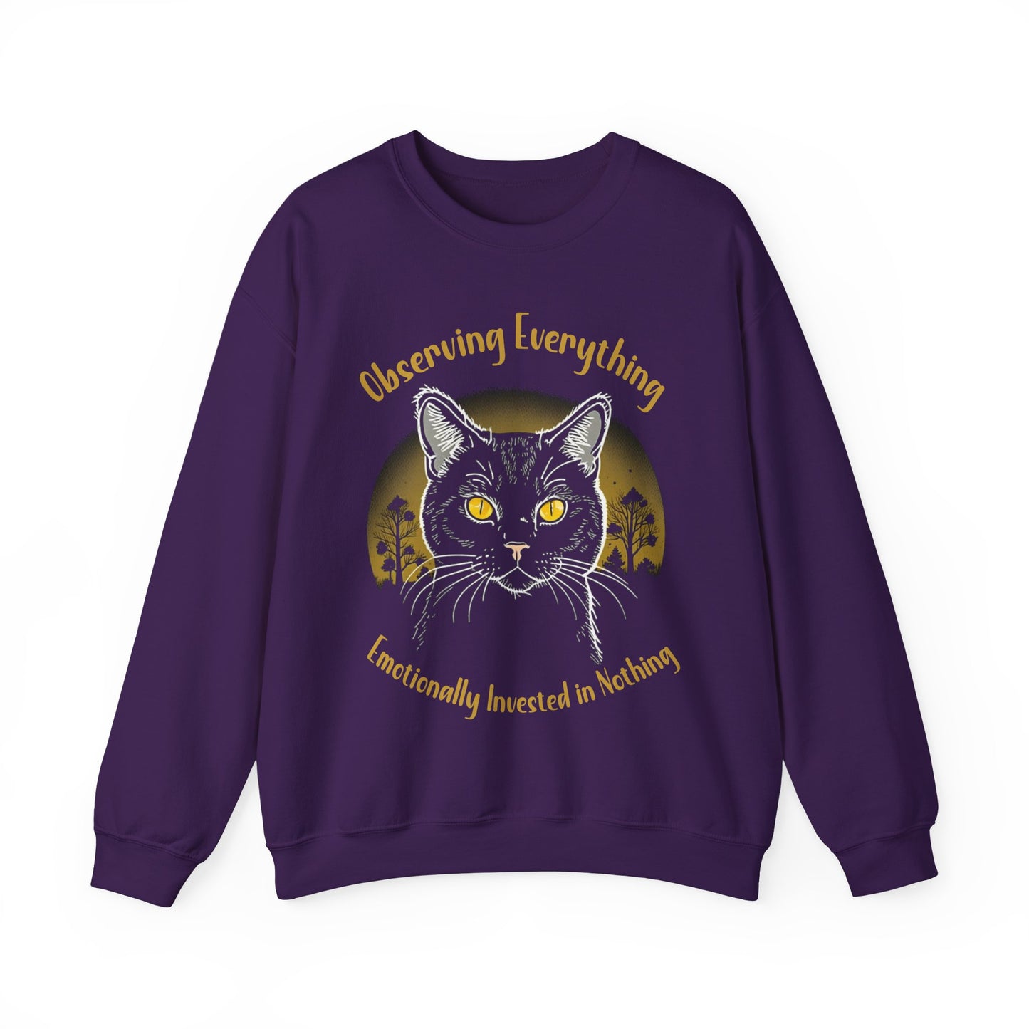 Observing Everything, Emotionally Invested in Nothing - Playful Cat Staring Sweatshirt