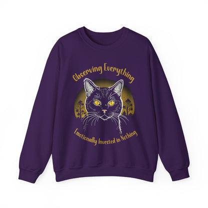 Observing Everything, Emotionally Invested in Nothing - Playful Cat Staring Sweatshirt