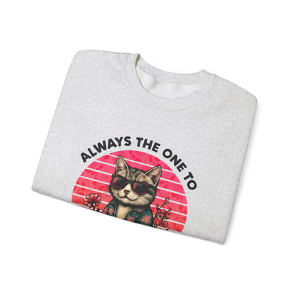 Always The One To Cause Adorable Chaos Everywhere - Vibrant Sunset Playful Cat on Skateboard Sweatshirt