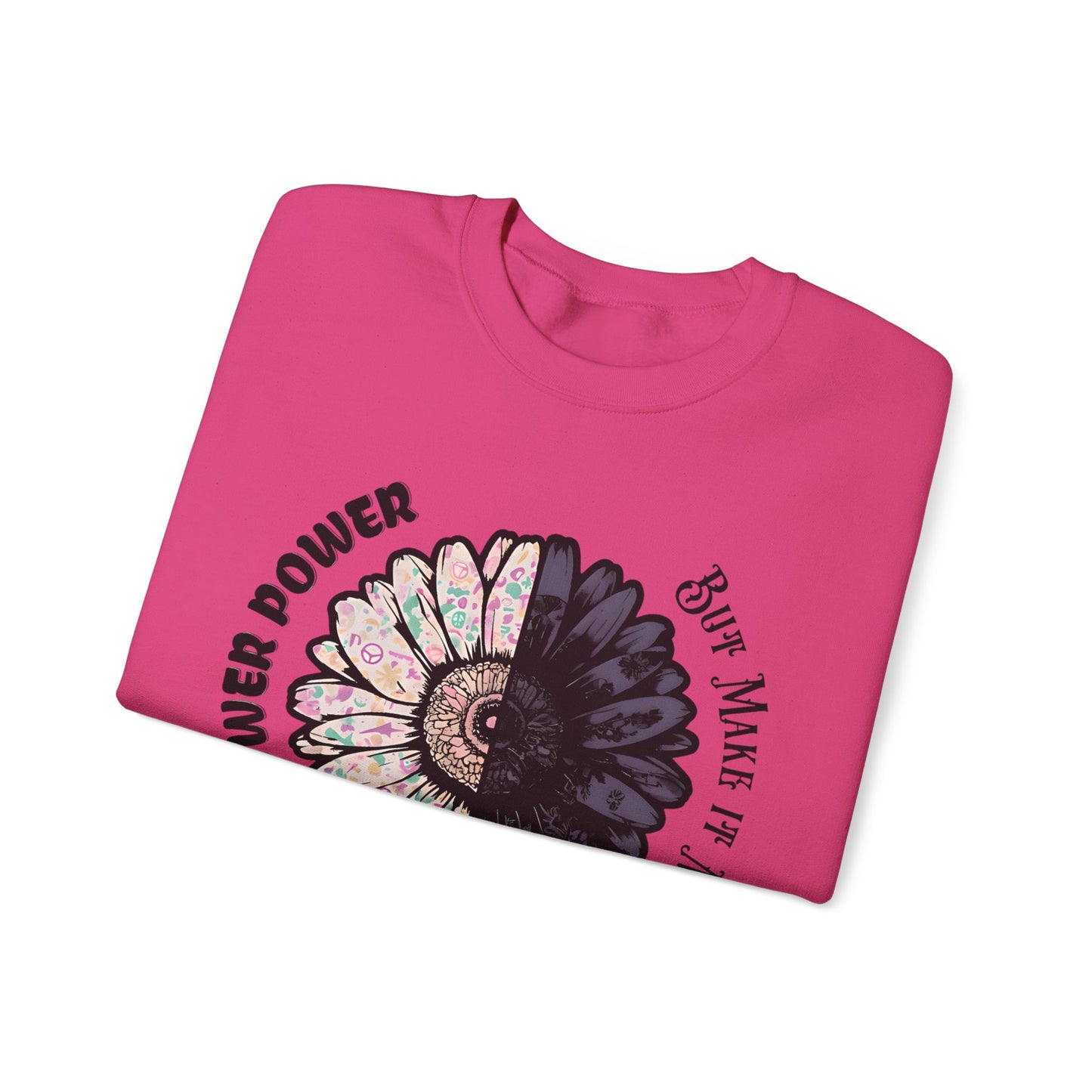Flower Power but Make it Moody - Symmetrical Flower of Contrasting Design Sweatshirt