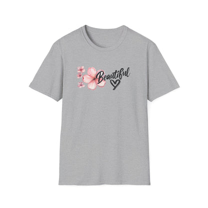 Beautiful T-Shirt - Cherry Blossom Flower with Heart - Brush Style Typography Design