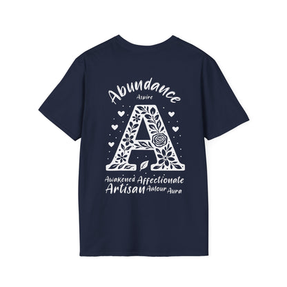 Letter A Flower T-Shirt - Letters Flowers Patterns Front And Back Design