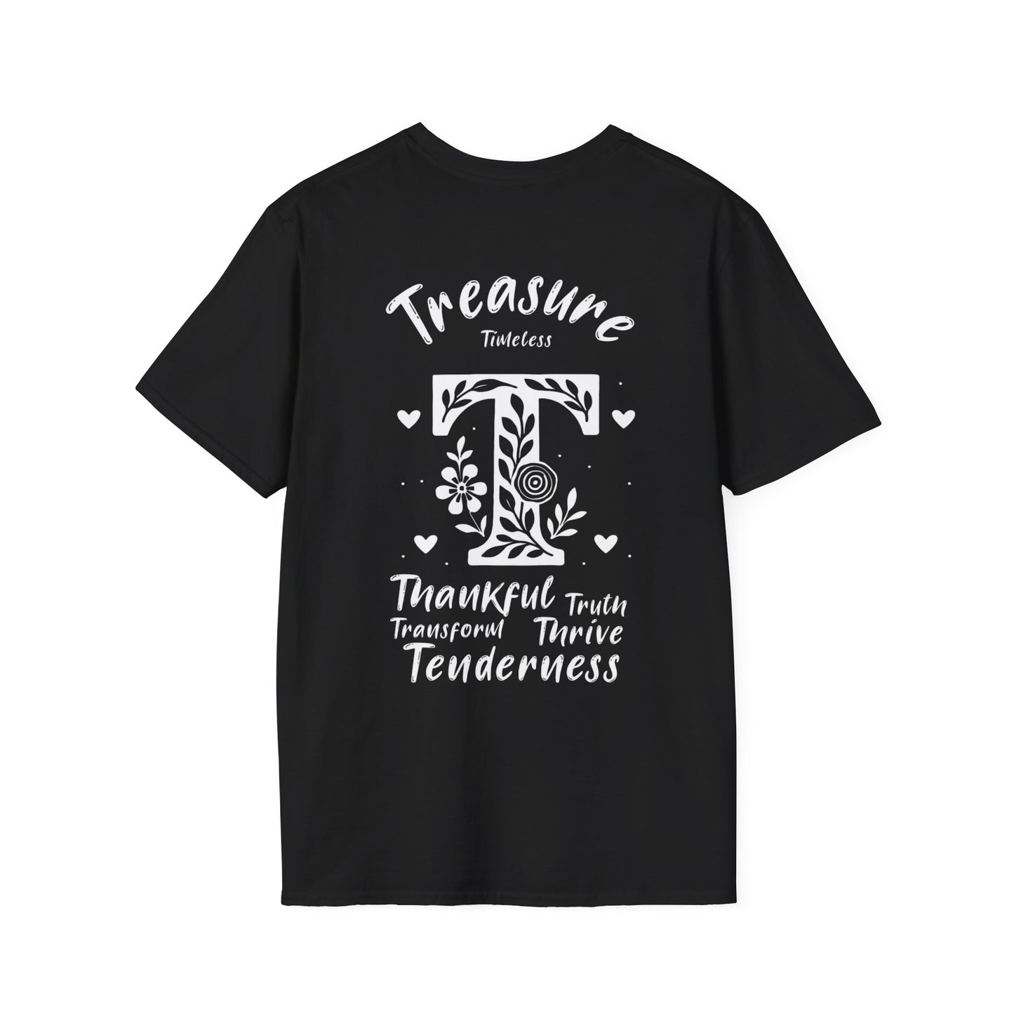 Letter T Flower T-Shirt - Letters Flowers Patterns Front And Back Design