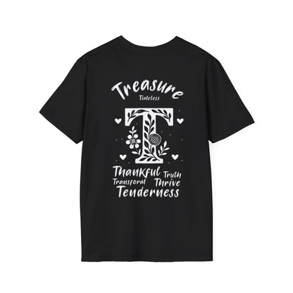 Letter T Flower T-Shirt - Letters Flowers Patterns Front And Back Design