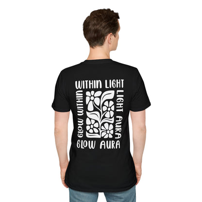 Light Aura White Boho Style Floral T-Shirt - Front And Back Design