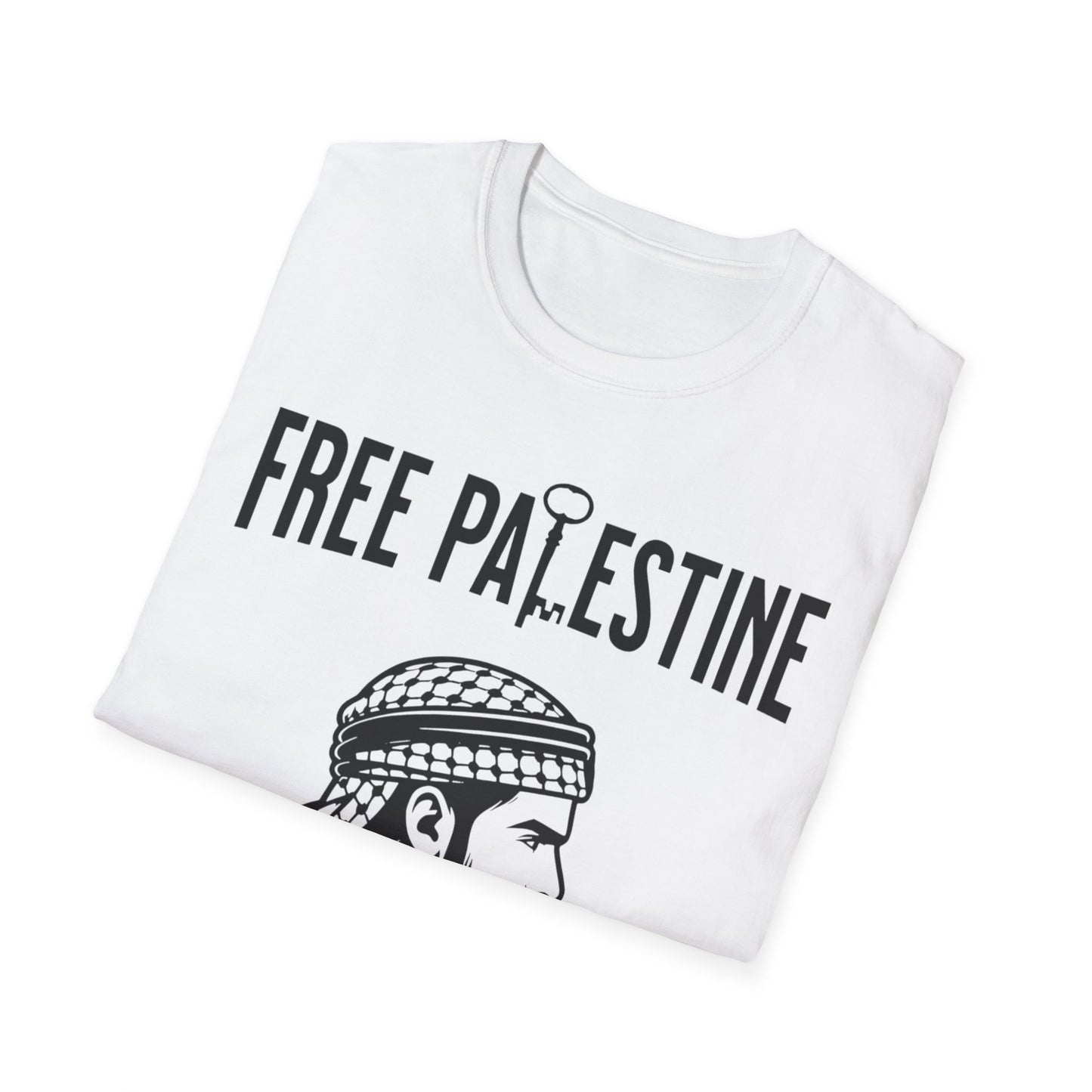 Free Palestine Free World - Man Wearing Palestinian Kuffiyah