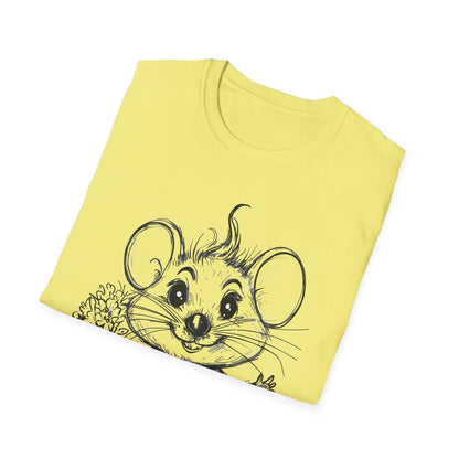 Have A Mice-Day T-Shirt - Mouse Holding Flowers Design
