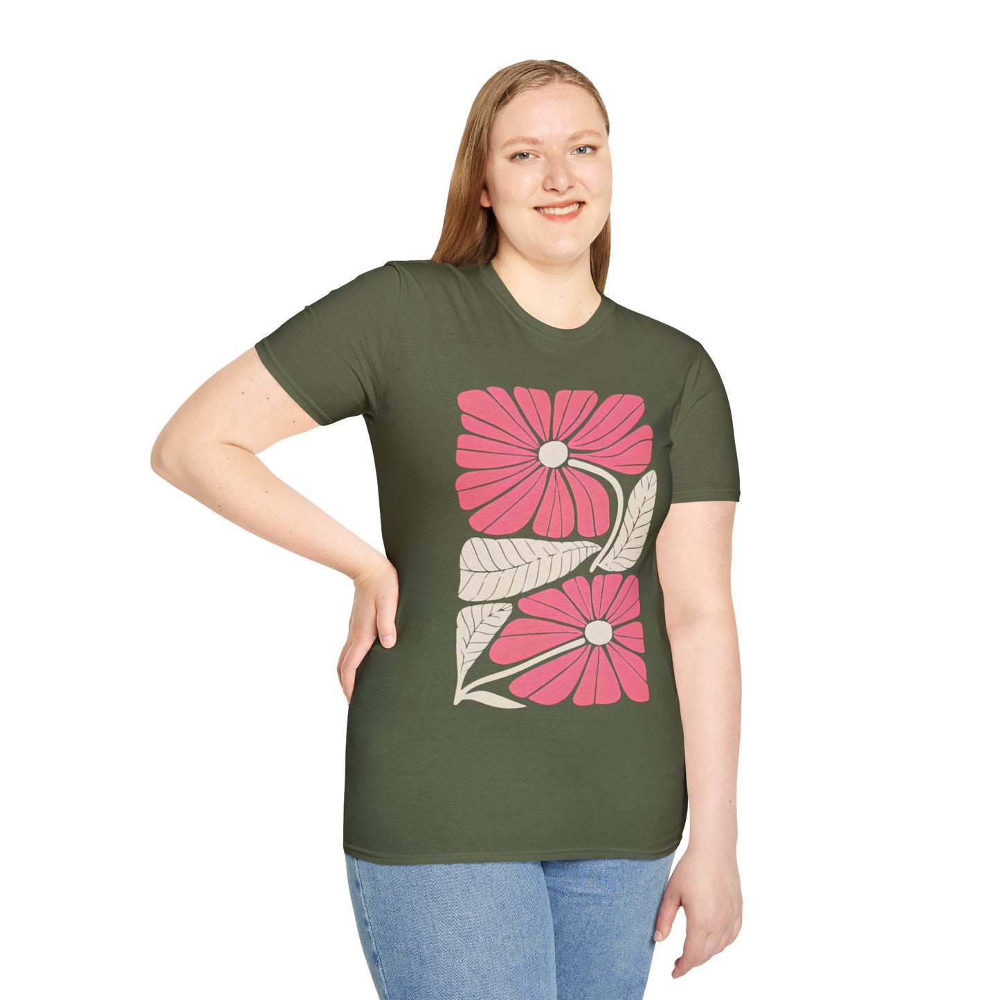 Vibrant Boho Flowers Minimalistic T-Shirt