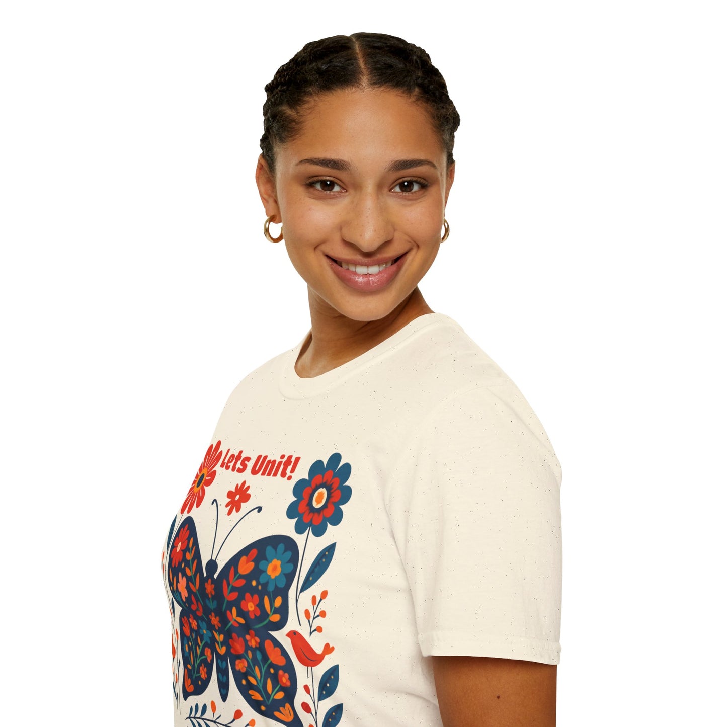 Lets Unit! - Vibrant Boho Butterfly Floral T-Shirt