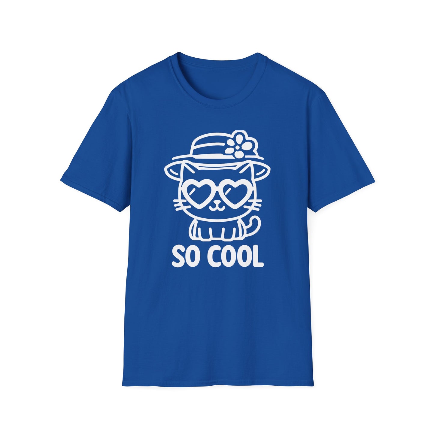 So Cool - Minimalistic Outline Kitten With Hat and Sunglasses T-Shirt